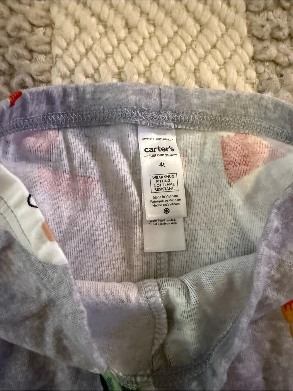 Carter's Gray Holiday Print pajama bottoms Santa, Penguin, Train & Candy Cane 4T